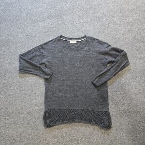 Fat Face Top Womens Size 4 Gray Crochet Hemline Long Sleeve Lightweight Capsule